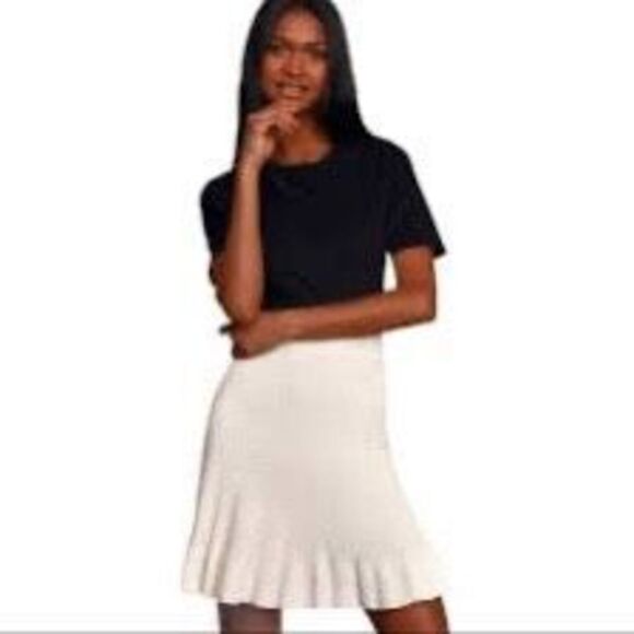 Free people solid gold rib knit mini skirt in ivory size medium - Picture 6 of 9